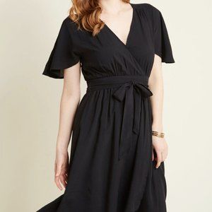 ModCloth Romantic Renewal Faux Wrap Dress in Black